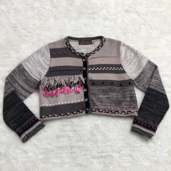 Catimini Toddler Girl Gray Brown Knit Bolero Cardigan Sweater Size 3 Years - Picture 1 of 12